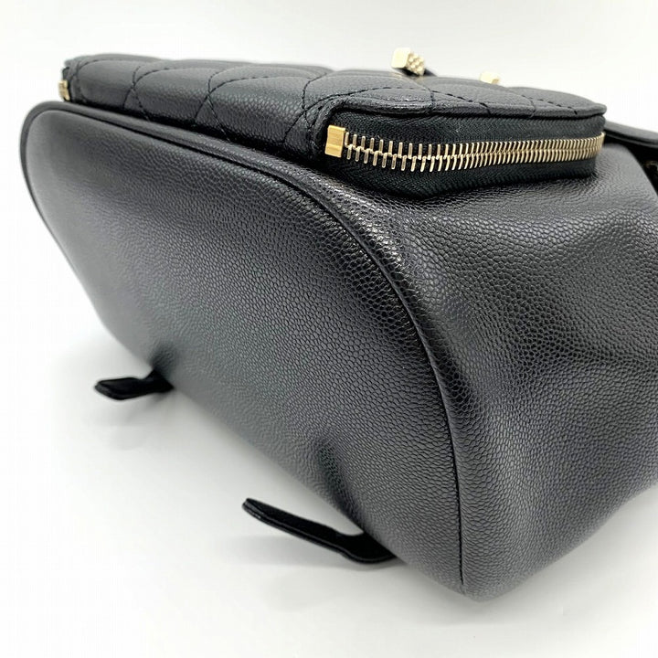 美品 CHANEL シャネル マトラッセ リュックサック デイパック チェーン ココマーク ブラック 黒 シルバー金具 キャビアスキン ブランド品
