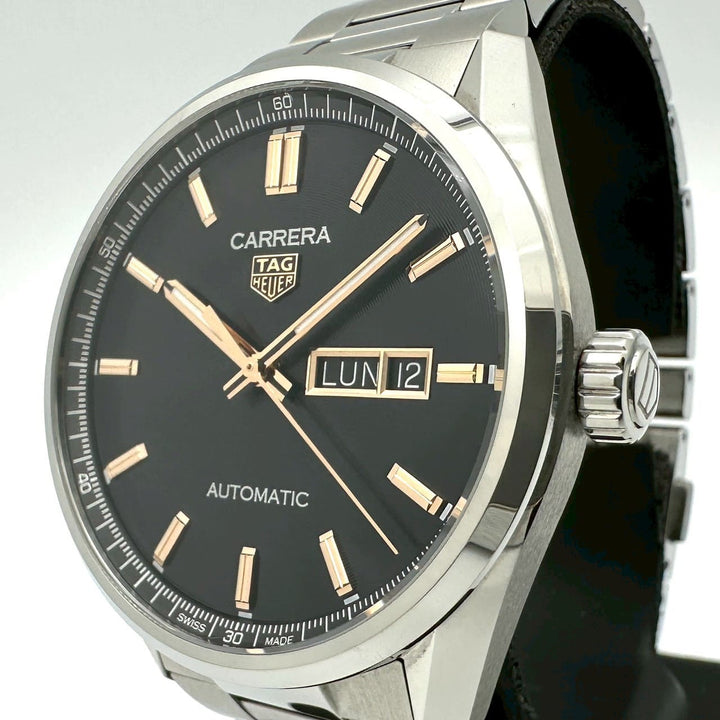 美品 TAG HEUER タグホイヤー 腕時計 カレラ キャリバー5 デイデイト WBN2013.BA0640 自動巻 オートマ SS ブラック