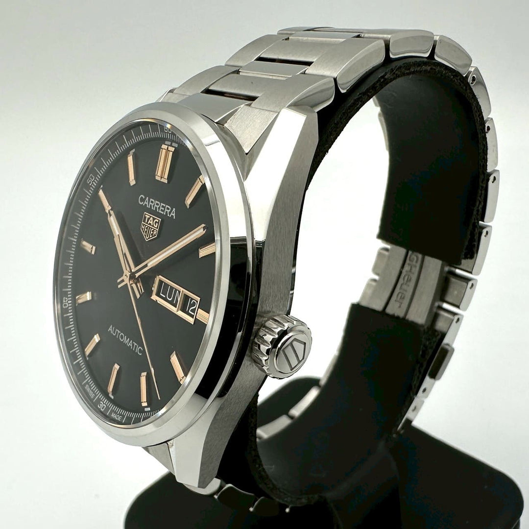 美品 TAG HEUER タグホイヤー 腕時計 カレラ キャリバー5 デイデイト WBN2013.BA0640 自動巻 オートマ SS ブラック