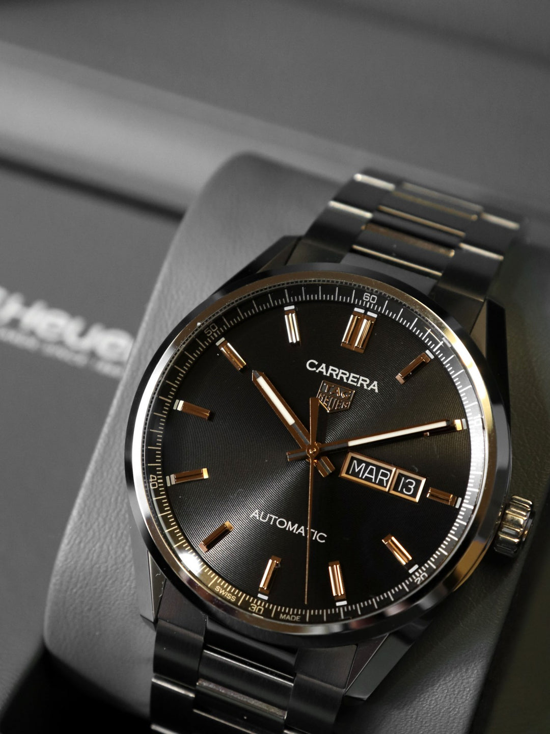 美品 TAG HEUER タグホイヤー 腕時計 カレラ キャリバー5 デイデイト WBN2013.BA0640 自動巻 オートマ SS ブラック