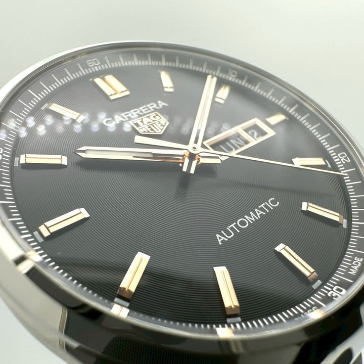 美品 TAG HEUER タグホイヤー 腕時計 カレラ キャリバー5 デイデイト WBN2013.BA0640 自動巻 オートマ SS ブラック