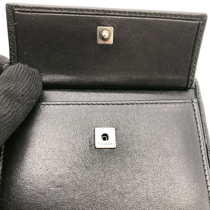 Salvatore Ferragamo フェラガモ ガンチーニ 二つ折り財布 レザー ブラック
