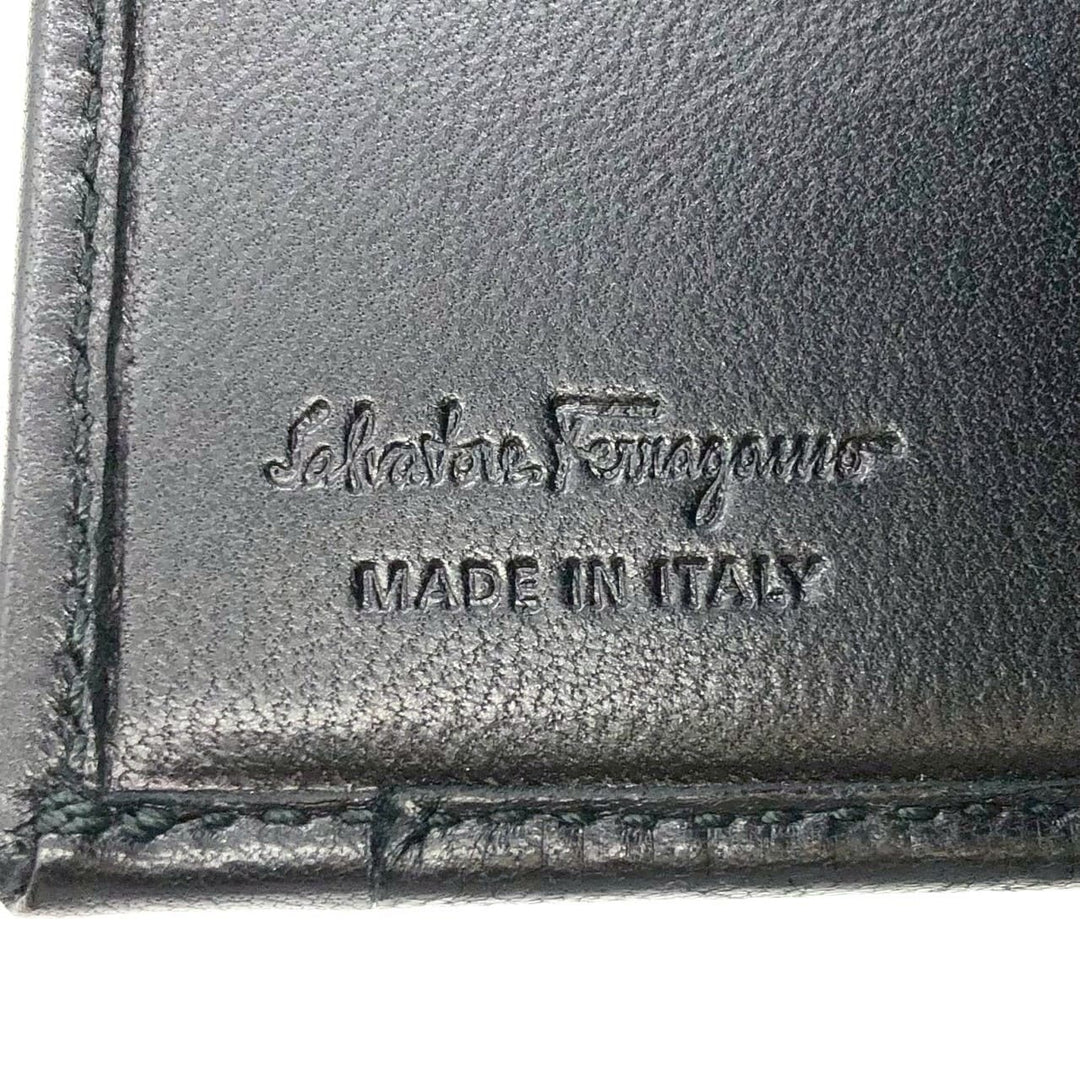 Salvatore Ferragamo フェラガモ ガンチーニ 二つ折り財布 レザー ブラック