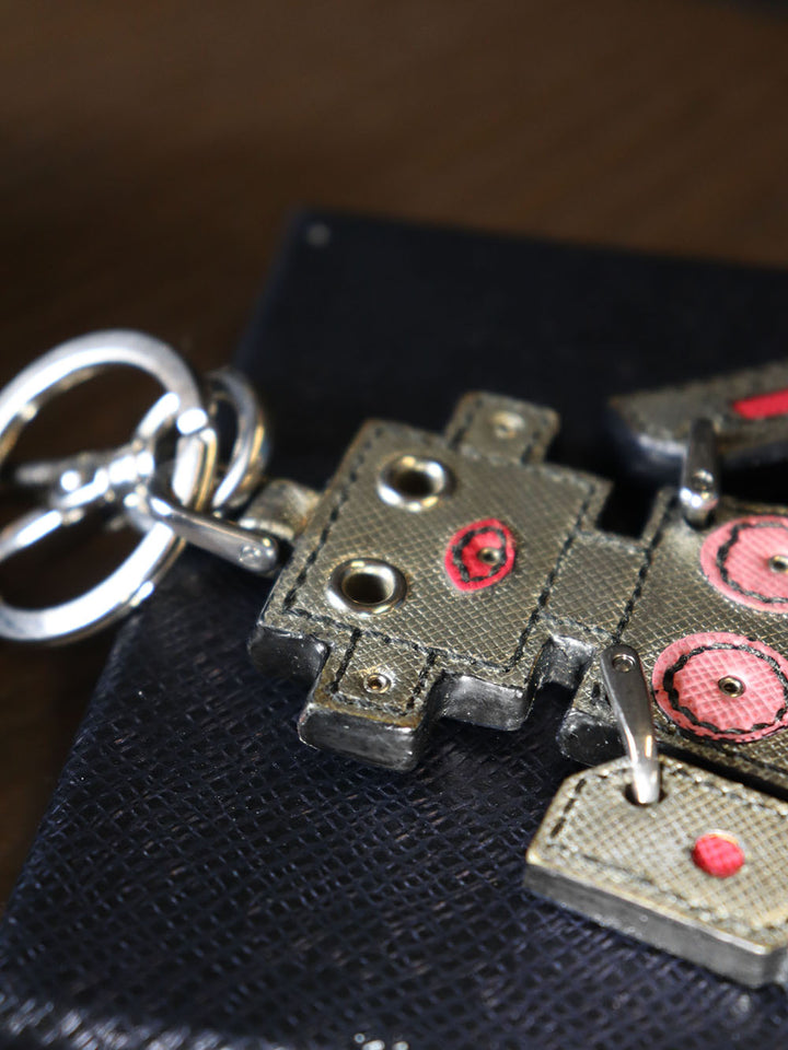 PRADA プラダ ロボット キーホルダー チャーム キーリング レザー シルバー メンズ レディース
