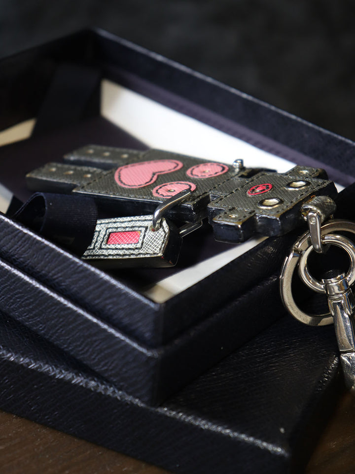 PRADA プラダ ロボット キーホルダー チャーム キーリング レザー シルバー メンズ レディース