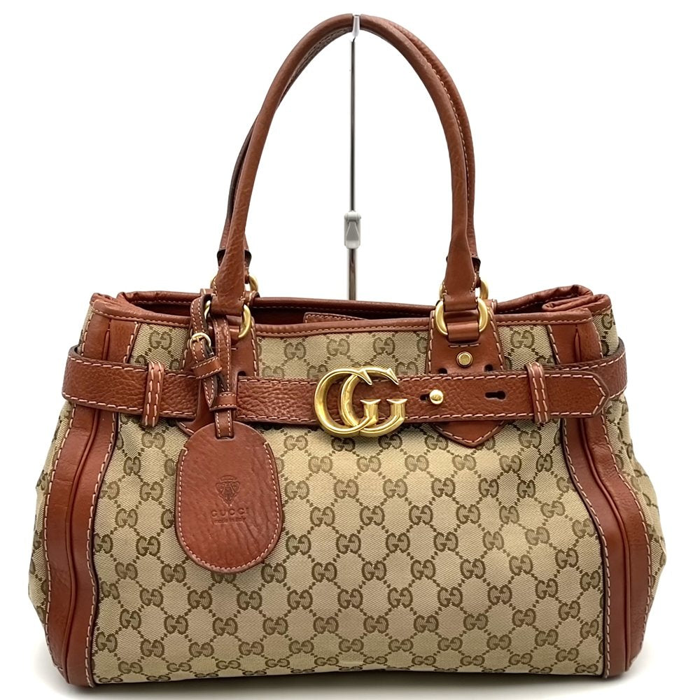 GUCCI グッチ 247183 トートバッグ ハンドバッグ ショルダー GGランニング GGキャンバス レザー ブラウン