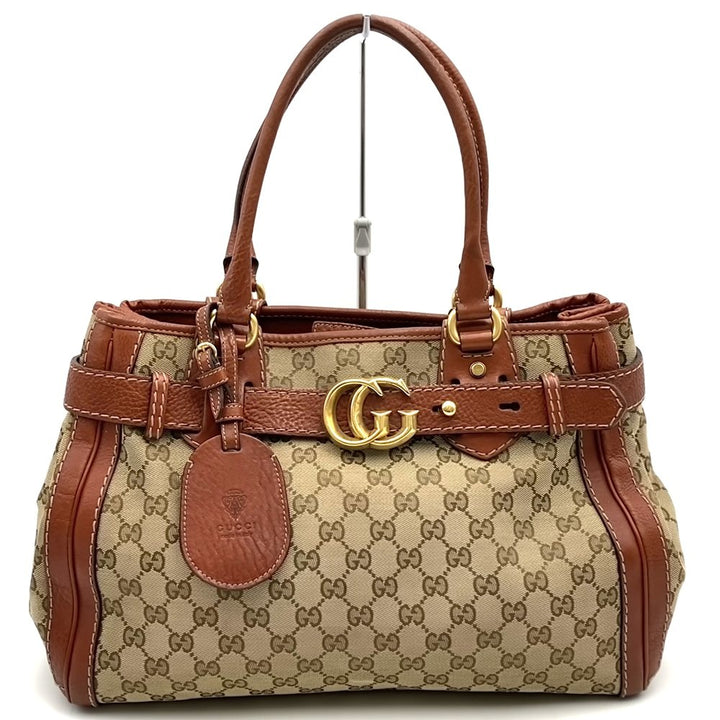 GUCCI グッチ 247183 トートバッグ ハンドバッグ ショルダー GGランニング GGキャンバス レザー ブラウン