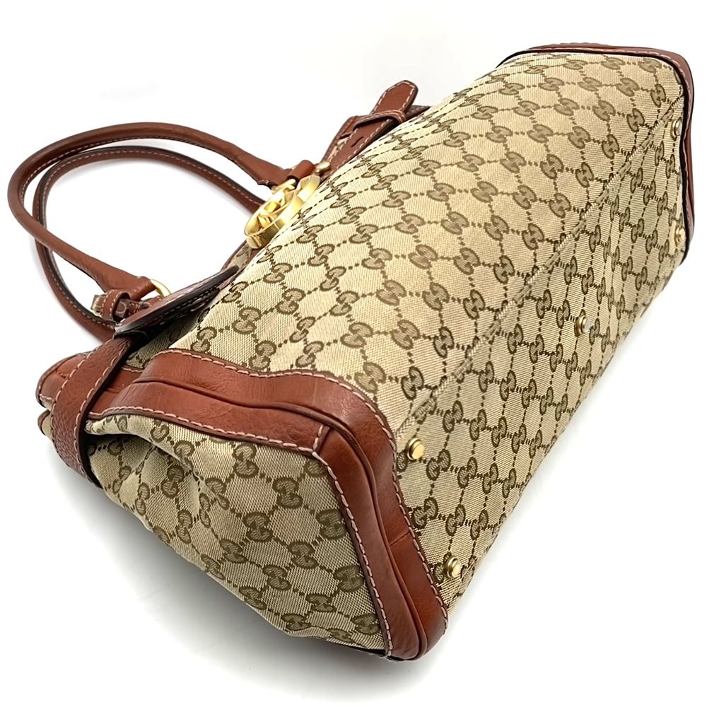 GUCCI グッチ 247183 トートバッグ ハンドバッグ ショルダー GGランニング GGキャンバス レザー ブラウン