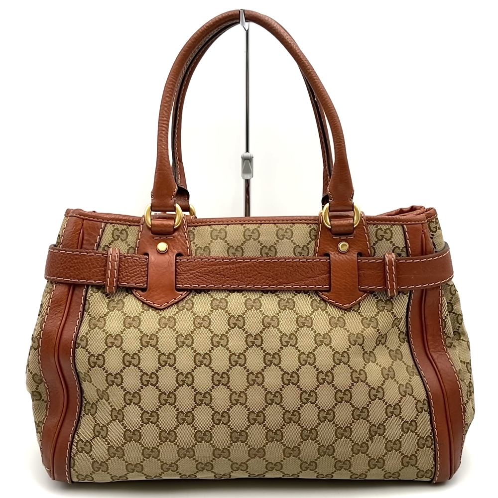 GUCCI グッチ 247183 トートバッグ ハンドバッグ ショルダー GGランニング GGキャンバス レザー ブラウン