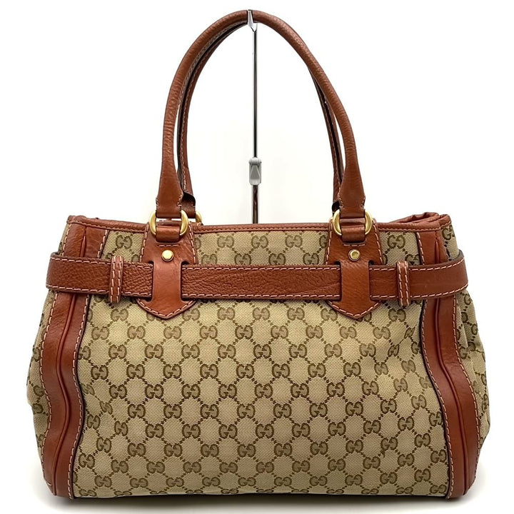 GUCCI グッチ 247183 トートバッグ ハンドバッグ ショルダー GGランニング GGキャンバス レザー ブラウン