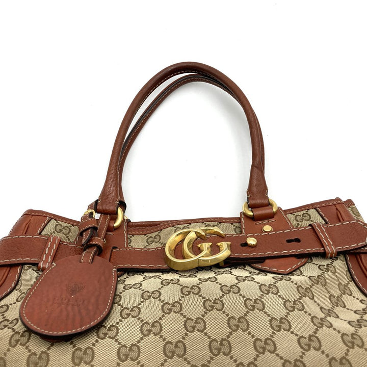 GUCCI グッチ 247183 トートバッグ ハンドバッグ ショルダー GGランニング GGキャンバス レザー ブラウン