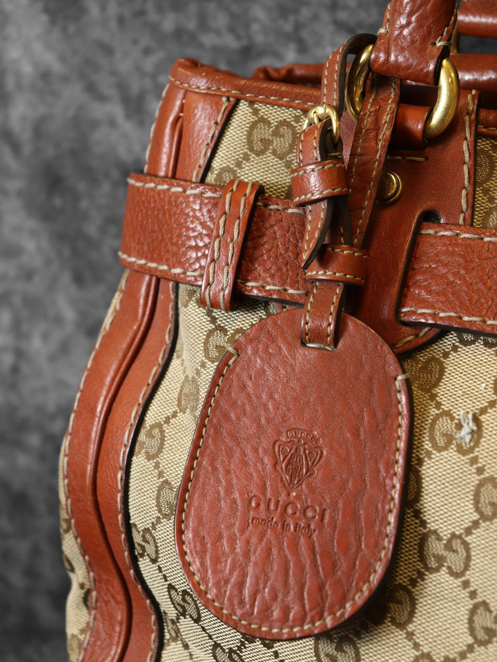 GUCCI グッチ 247183 トートバッグ ハンドバッグ ショルダー GGランニング GGキャンバス レザー ブラウン