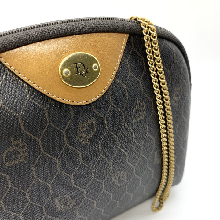 Christian Dior クリスチャンディオール ハニカム チェーンショルダーバッグ PVC ブラウン レディース