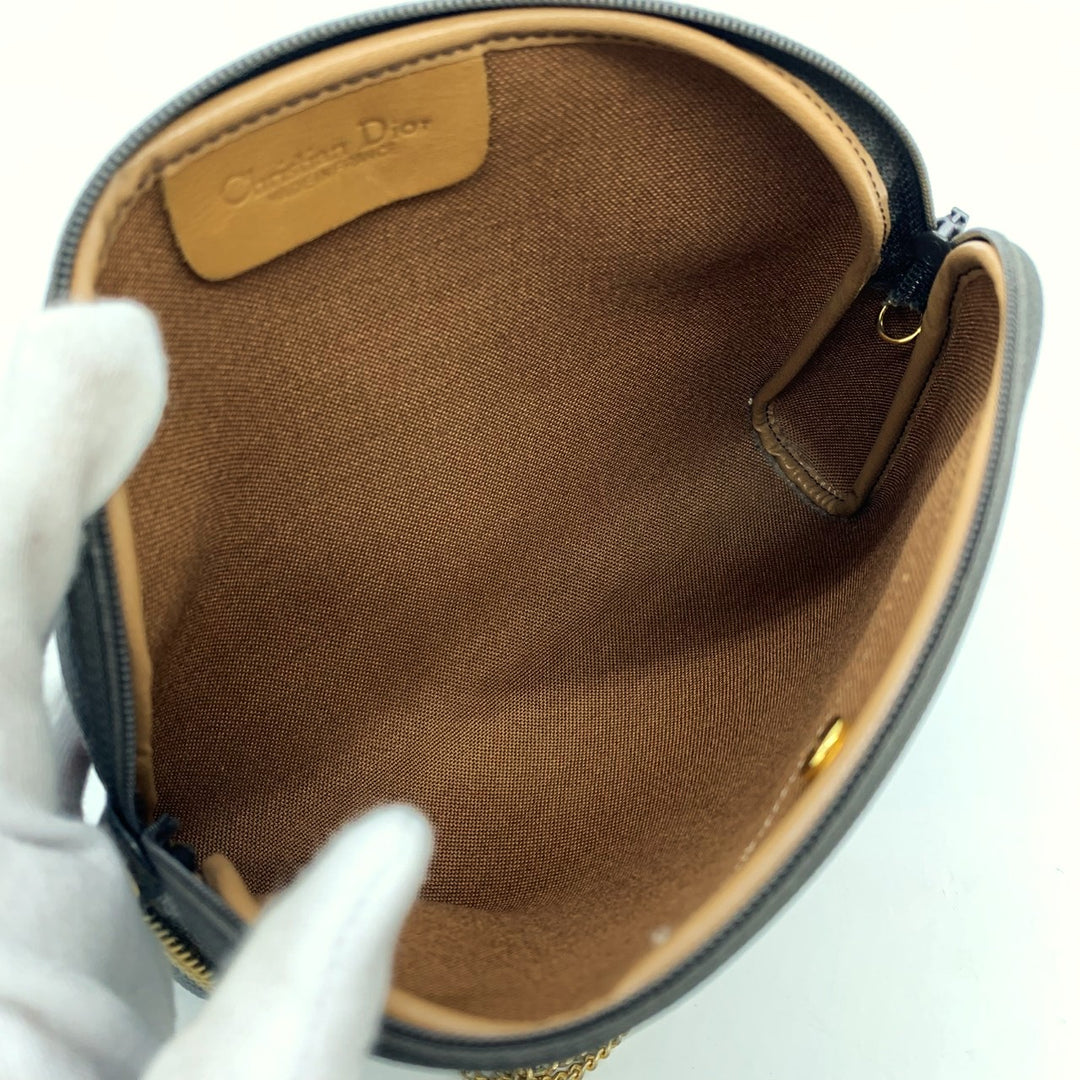Christian Dior クリスチャンディオール ハニカム チェーンショルダーバッグ PVC ブラウン レディース