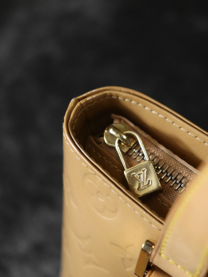 LOUIS VUITTON ルイ・ヴィトン ヒューストン M91122 ハンドバッグ モノグラムヴェルニ ブラウン