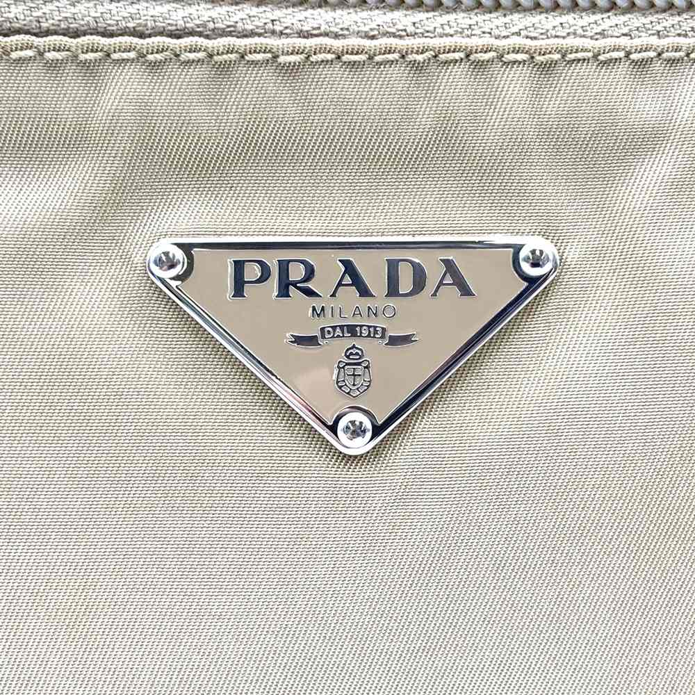 PRADA プラダ ショルダーバッグ ナイロン レザー ベージュ トライアングル ロゴ