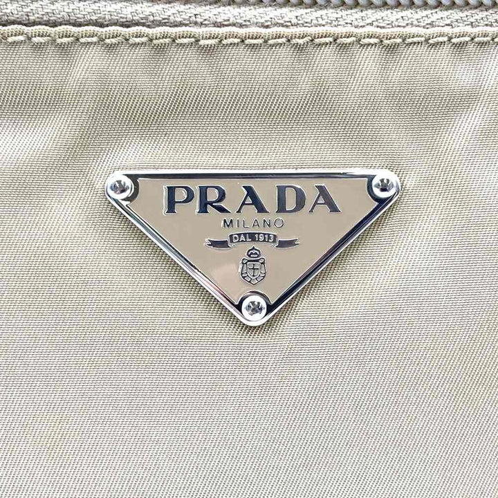 PRADA プラダ ショルダーバッグ ナイロン レザー ベージュ トライアングル ロゴ