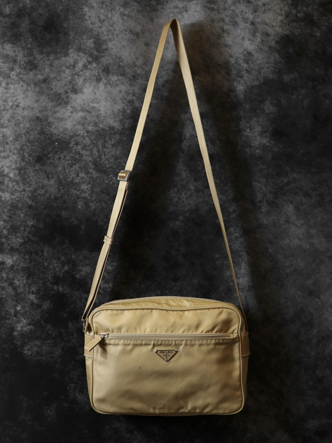 PRADA プラダ ショルダーバッグ ナイロン レザー ベージュ トライアングル ロゴ