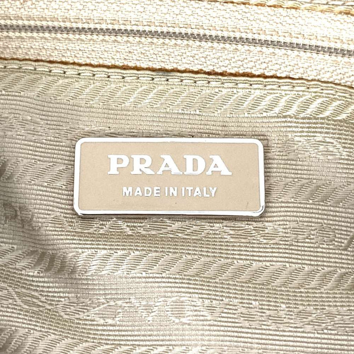 PRADA プラダ ショルダーバッグ ナイロン レザー ベージュ トライアングル ロゴ