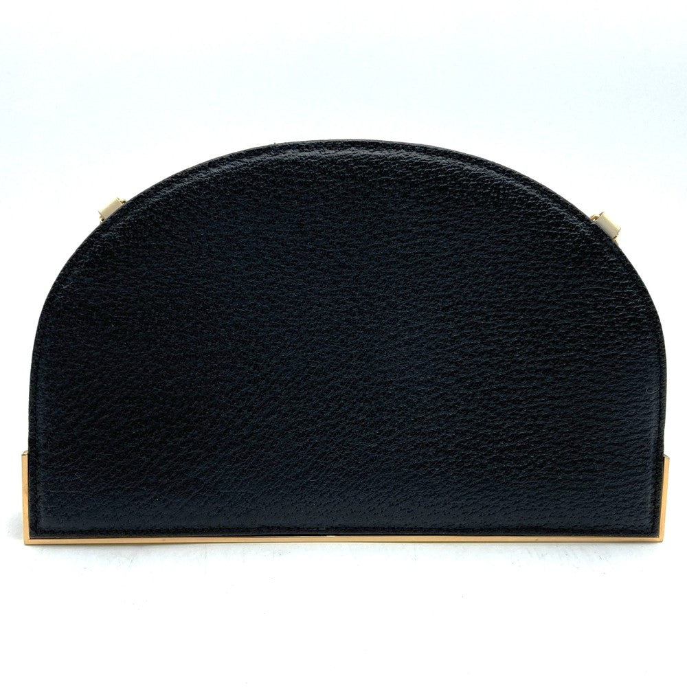 【美品】FENDI フェンディ 2321 26814 斜め掛け 肩掛け チェーンショルダーバッグ 薄型ミニバッグ ハーフムーン ブラック/ホワイト 黒/白 レザー