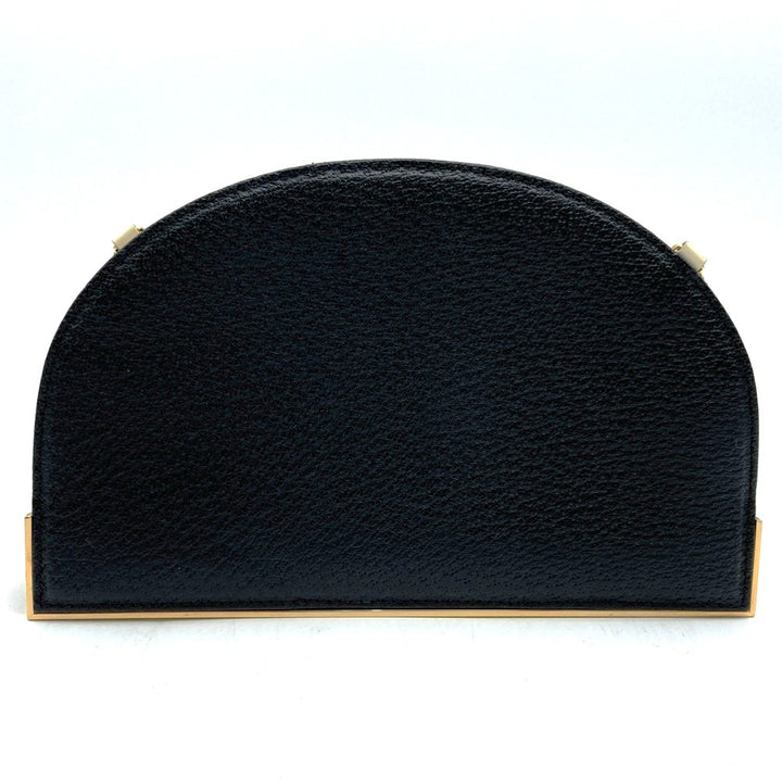 【美品】FENDI フェンディ 2321 26814 斜め掛け 肩掛け チェーンショルダーバッグ 薄型ミニバッグ ハーフムーン ブラック/ホワイト 黒/白 レザー