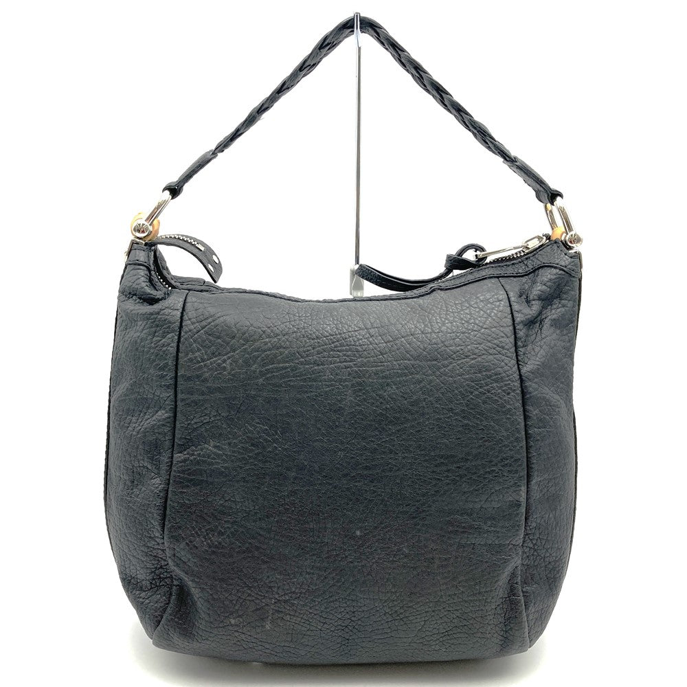 GUCCI グッチ 257090 ハンドバッグ ショルダーバッグ バンブー 編み込みハンドル レザー ブラック