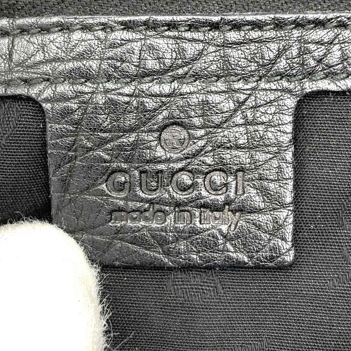 GUCCI グッチ 257090 ハンドバッグ ショルダーバッグ バンブー 編み込みハンドル レザー ブラック