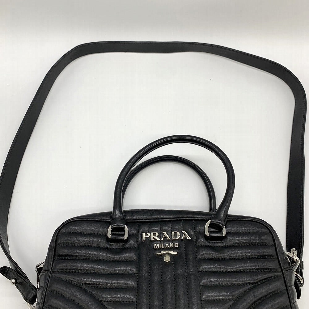 PRADA プラダ ダイアグラム ハンドバッグ ショルダーバッグ 2way 斜め掛け レザー ブラック 黒 ブランド