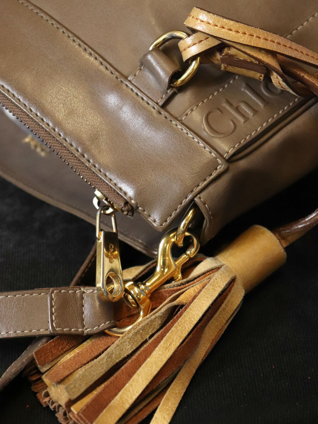 Chloe クロエ エデン ショルダーバッグ 斜め掛け フリンジ レザー ブラウン