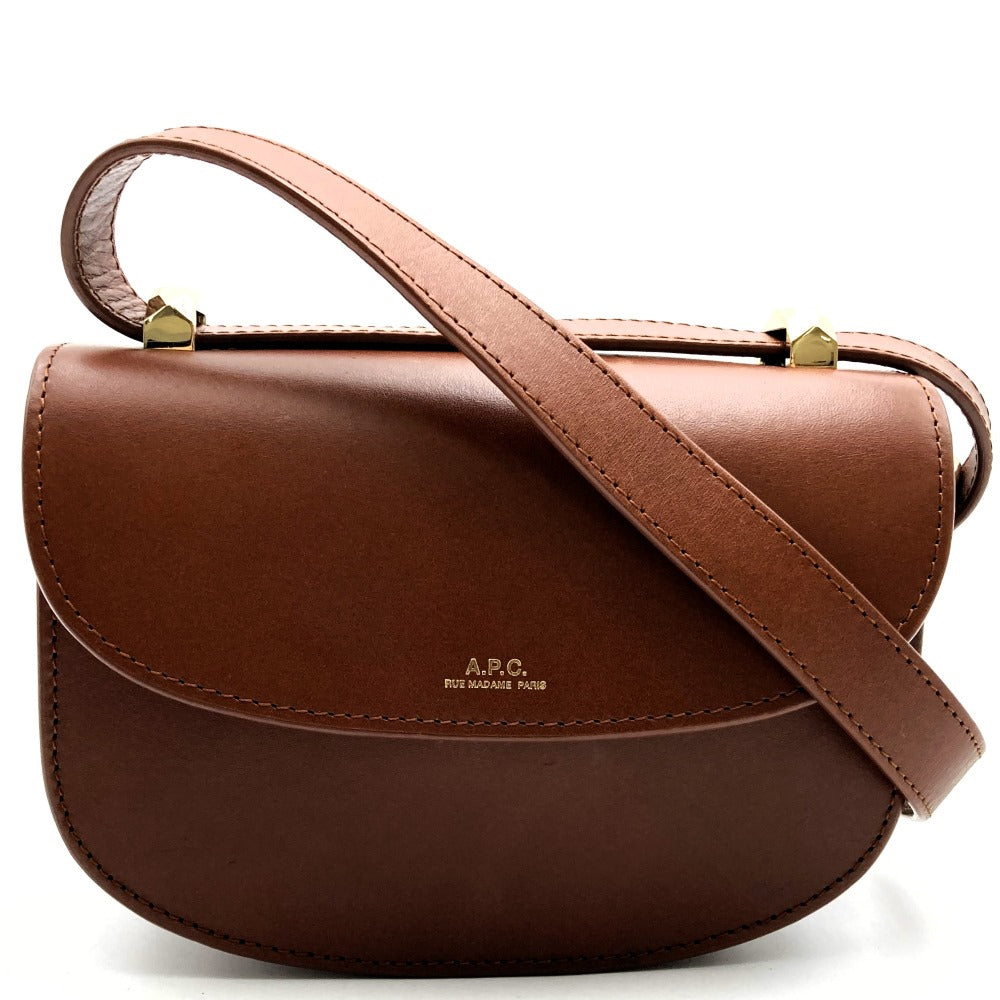 A.P.C. アーペーセー ジュネーヴ ミニ ショルダーバッグ ヴィンテージ レトロ 斜め掛け フラップ レザー ブラウン 茶