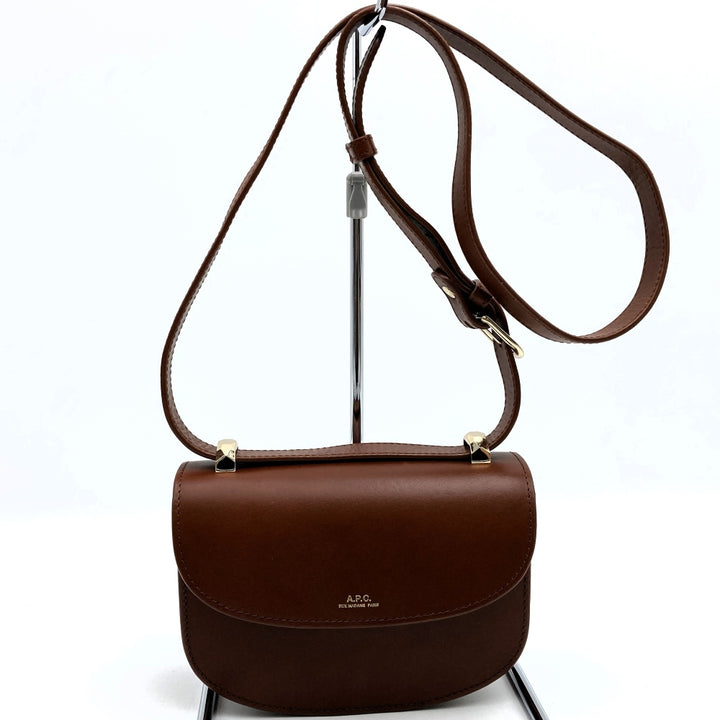 A.P.C. アーペーセー ジュネーヴ ミニ ショルダーバッグ ヴィンテージ レトロ 斜め掛け フラップ レザー ブラウン 茶