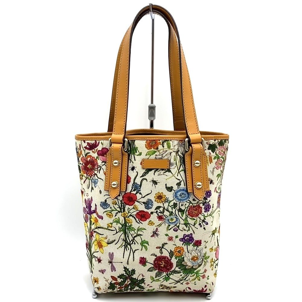 GUCCI グッチ 257250 フローラ トートバッグ ハンドバッグ フラワー キャンバス/レザー オレンジ ブラウン