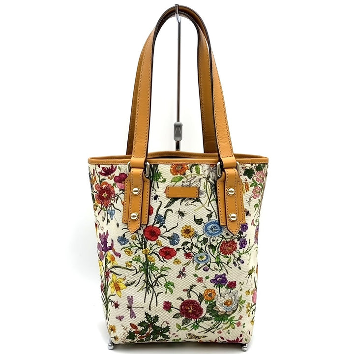 GUCCI グッチ 257250 フローラ トートバッグ ハンドバッグ フラワー キャンバス/レザー オレンジ ブラウン