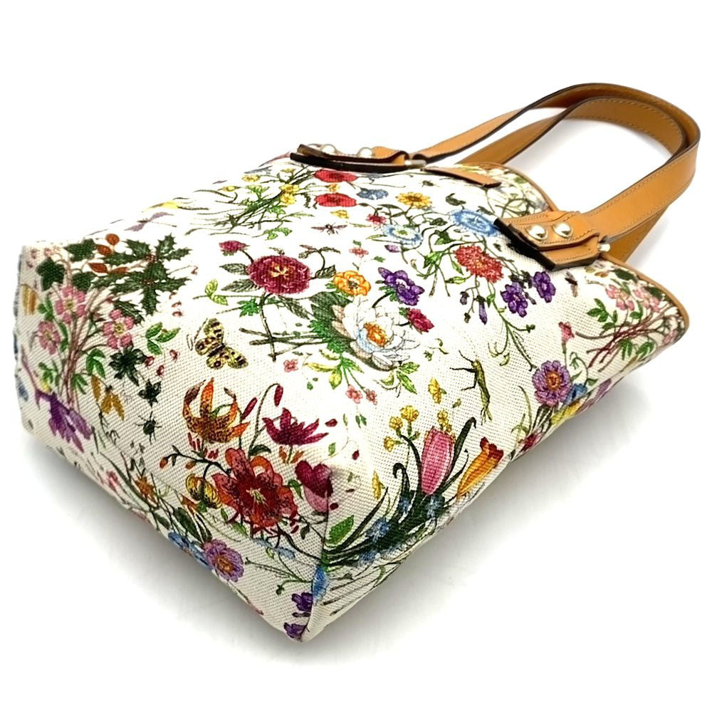 GUCCI グッチ 257250 フローラ トートバッグ ハンドバッグ フラワー キャンバス/レザー オレンジ ブラウン
