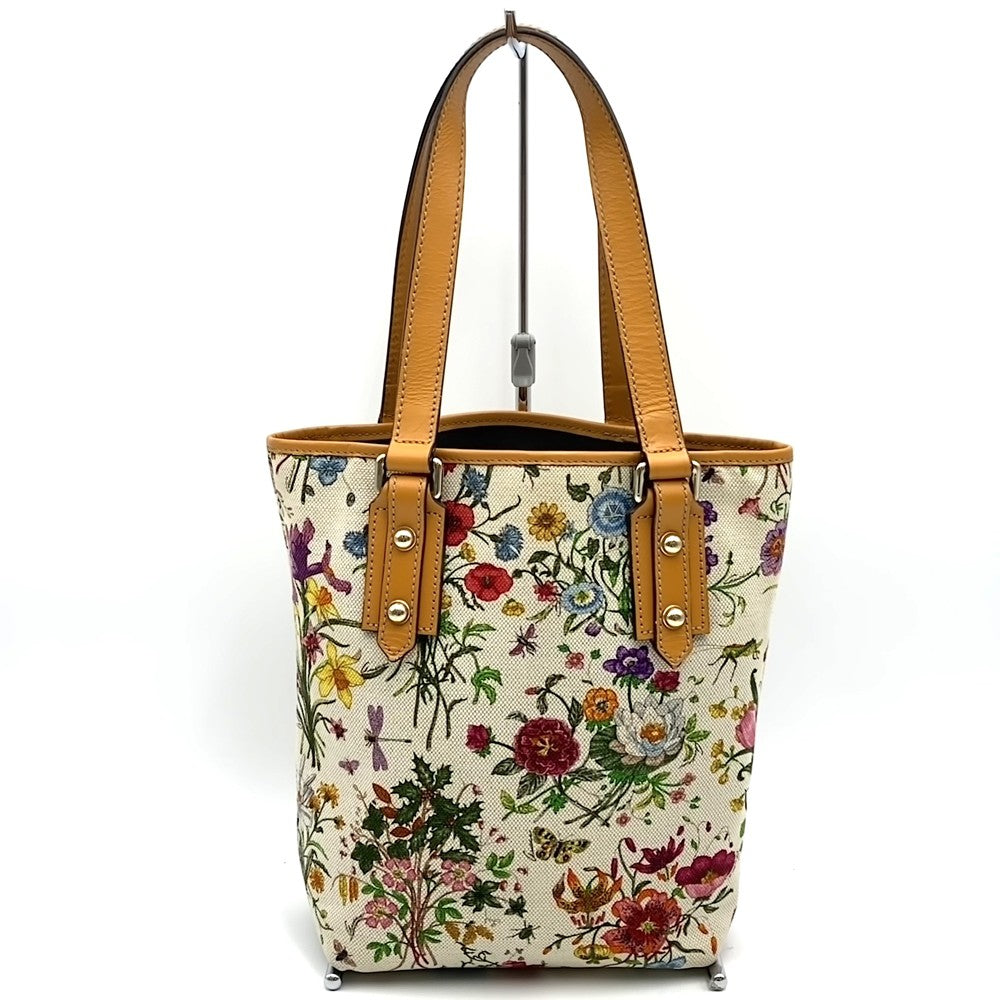 GUCCI グッチ 257250 フローラ トートバッグ ハンドバッグ フラワー キャンバス/レザー オレンジ ブラウン