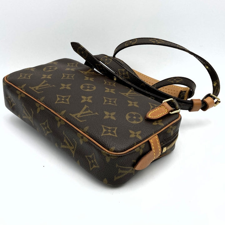 【ベタ無し】LOUIS VUITTON ルイ・ヴィトン M51828 マルリー バンドリエール ショルダーバッグ ブラウン モノグラムキャンバス PVC