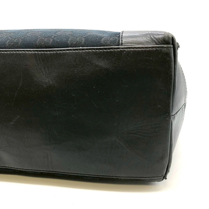 GUCCI グッチ 002・1121 GGキャンバス トートバッグ ハンドバッグ レザー 黒 ブラック