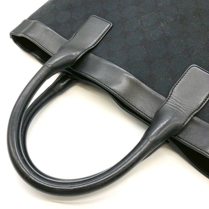 GUCCI グッチ 002・1121 GGキャンバス トートバッグ ハンドバッグ レザー 黒 ブラック
