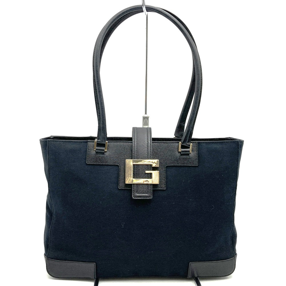 GUCCI グッチ 002 1109 Gロゴ トートバッグ キャンバス レザー ブラック