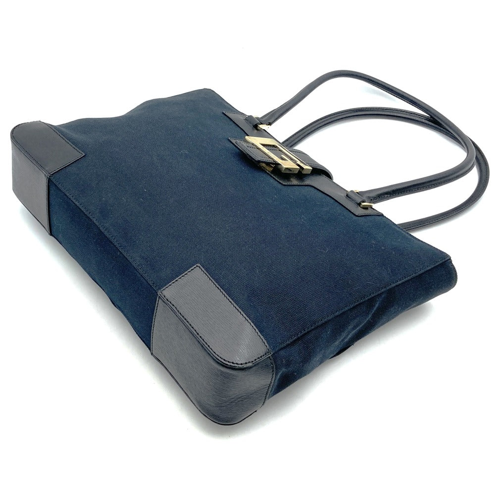 GUCCI グッチ 002 1109 Gロゴ トートバッグ キャンバス レザー ブラック