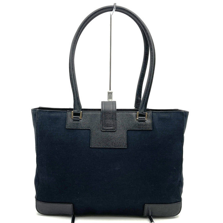 GUCCI グッチ 002 1109 Gロゴ トートバッグ キャンバス レザー ブラック