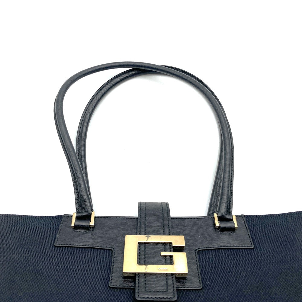 GUCCI グッチ 002 1109 Gロゴ トートバッグ キャンバス レザー ブラック