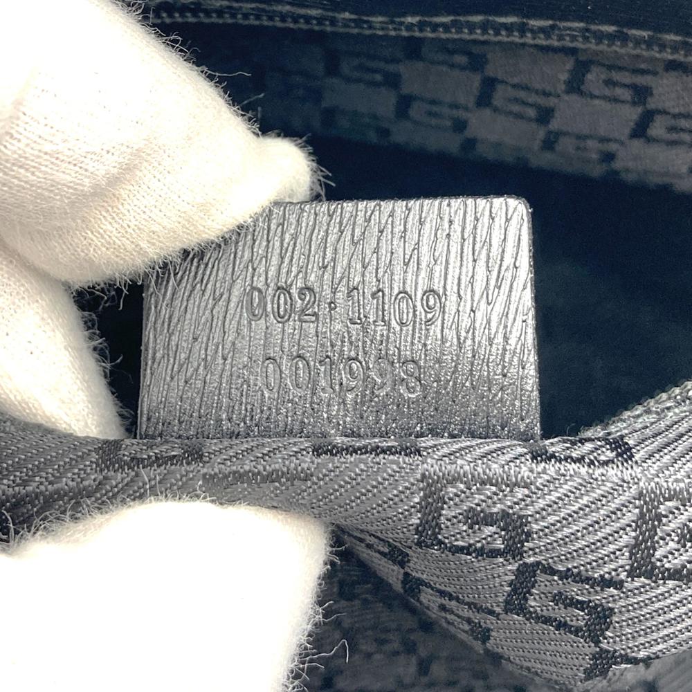 GUCCI グッチ 002 1109 Gロゴ トートバッグ キャンバス レザー ブラック