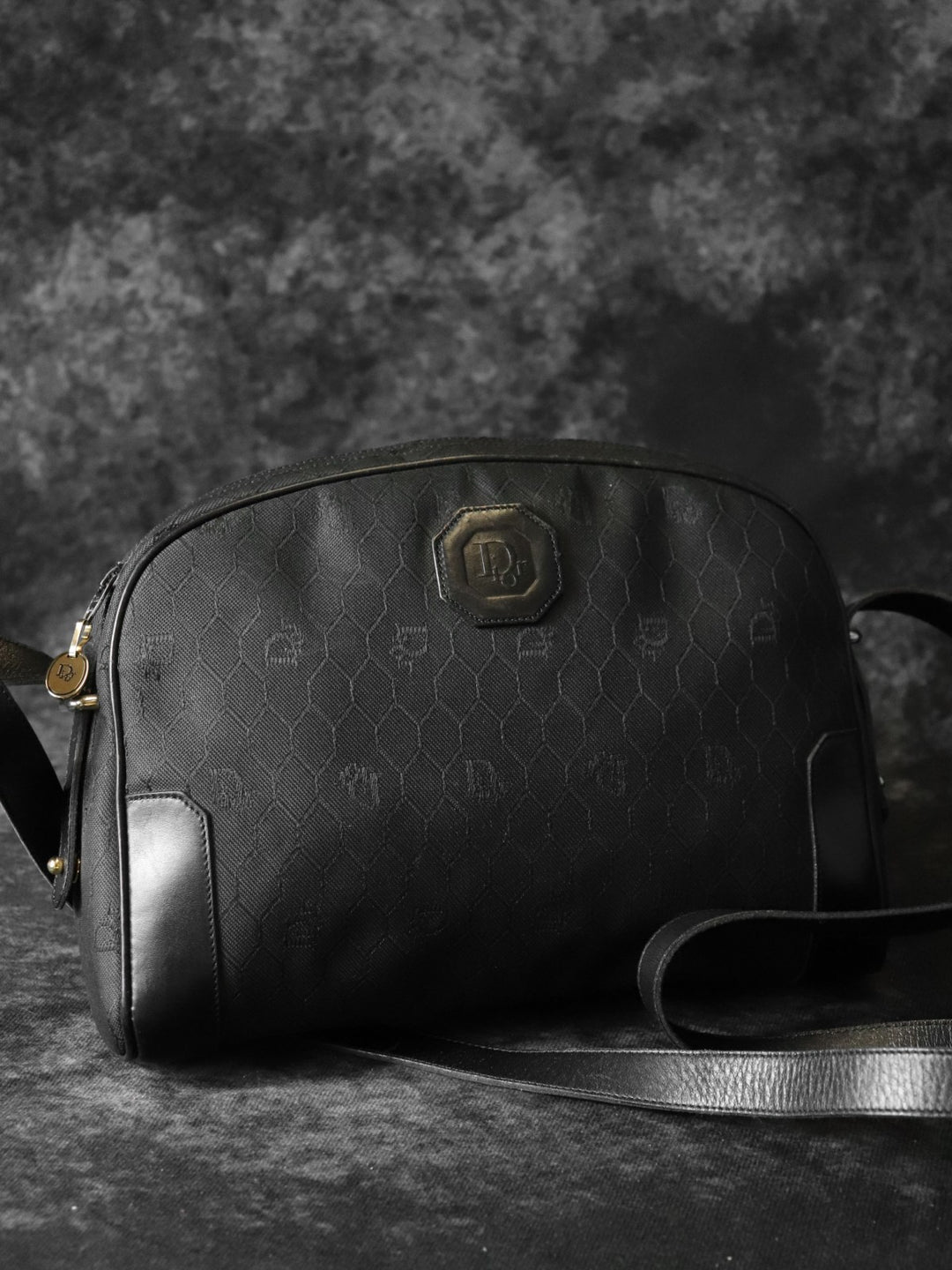 Dior ディオール ショルダーバッグ ハニカム柄 キャンバス/レザー ブラック