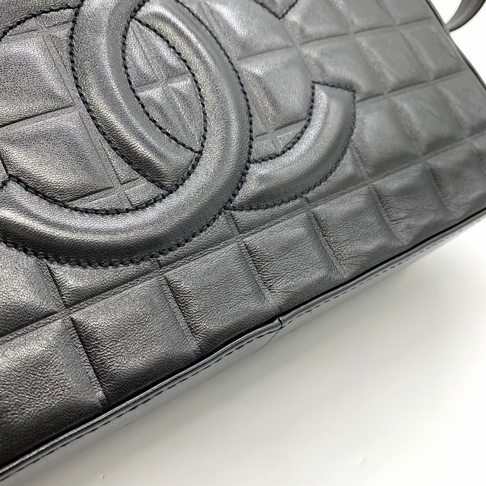 CHANEL シャネル チョコバー 薄型ショルダーバッグ ワンショルダー ココマーク ラムスキン ブラック 黒 ゴールド金具