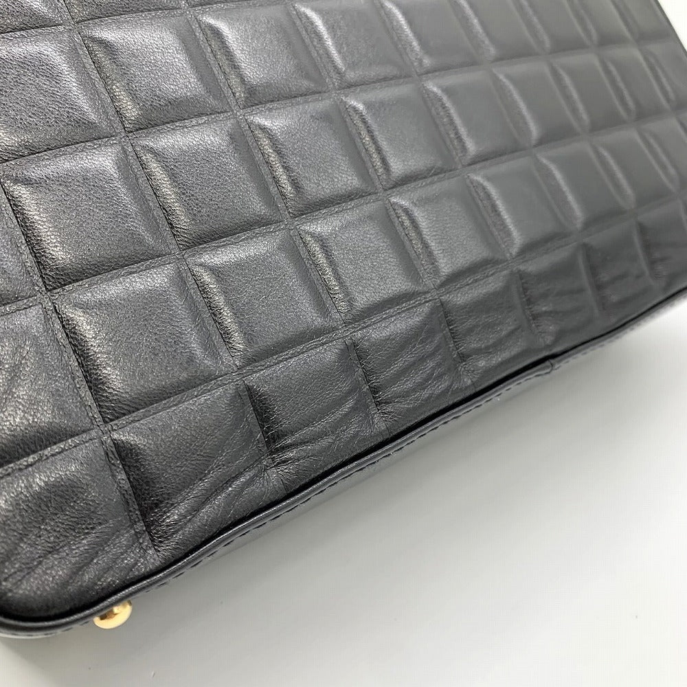 CHANEL シャネル チョコバー 薄型ショルダーバッグ ワンショルダー ココマーク ラムスキン ブラック 黒 ゴールド金具