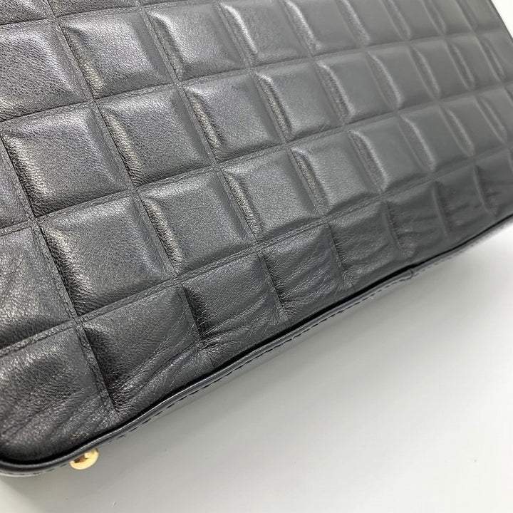 CHANEL シャネル チョコバー 薄型ショルダーバッグ ワンショルダー ココマーク ラムスキン ブラック 黒 ゴールド金具