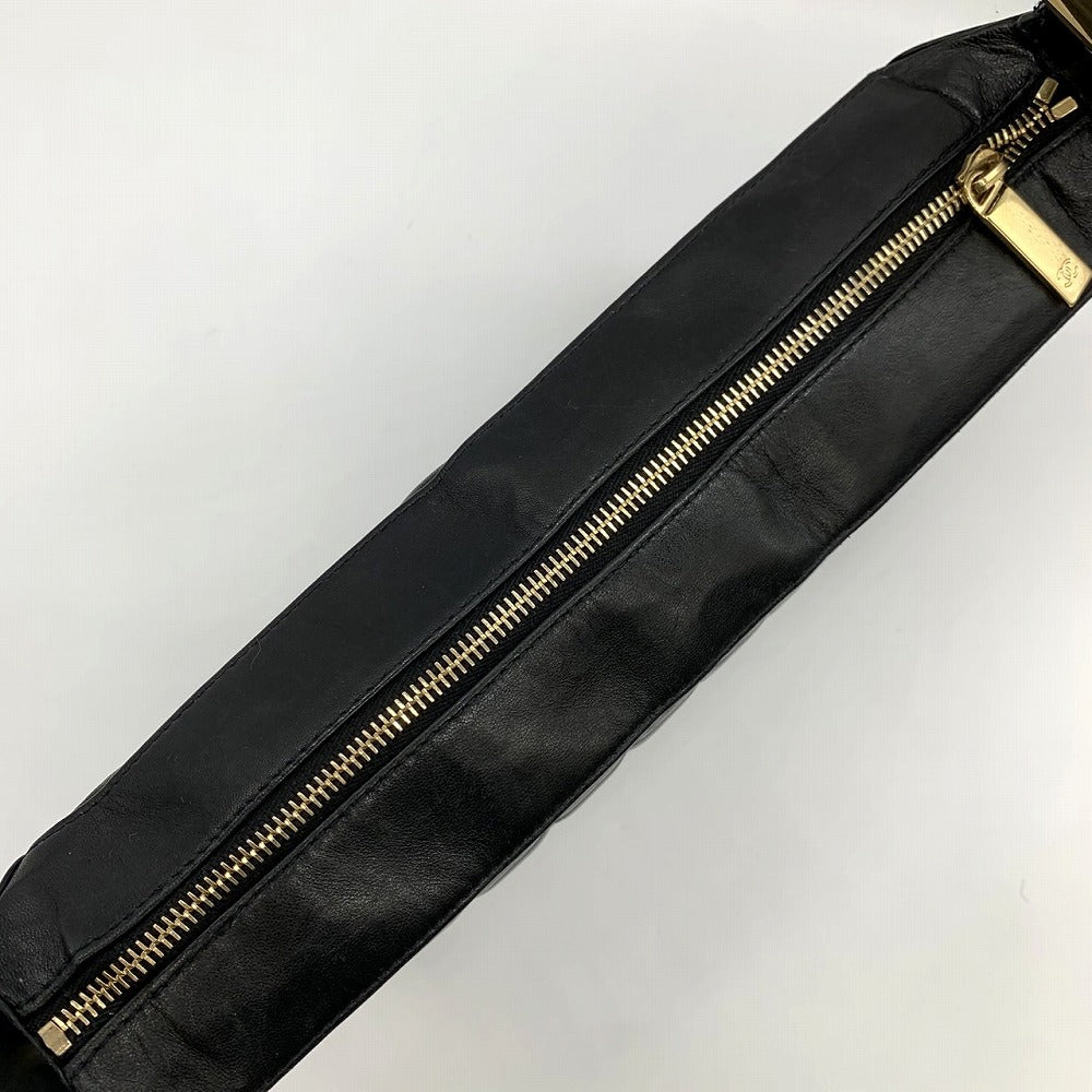 CHANEL シャネル チョコバー 薄型ショルダーバッグ ワンショルダー ココマーク ラムスキン ブラック 黒 ゴールド金具