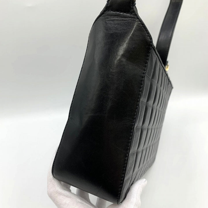 CHANEL シャネル チョコバー 薄型ショルダーバッグ ワンショルダー ココマーク ラムスキン ブラック 黒 ゴールド金具