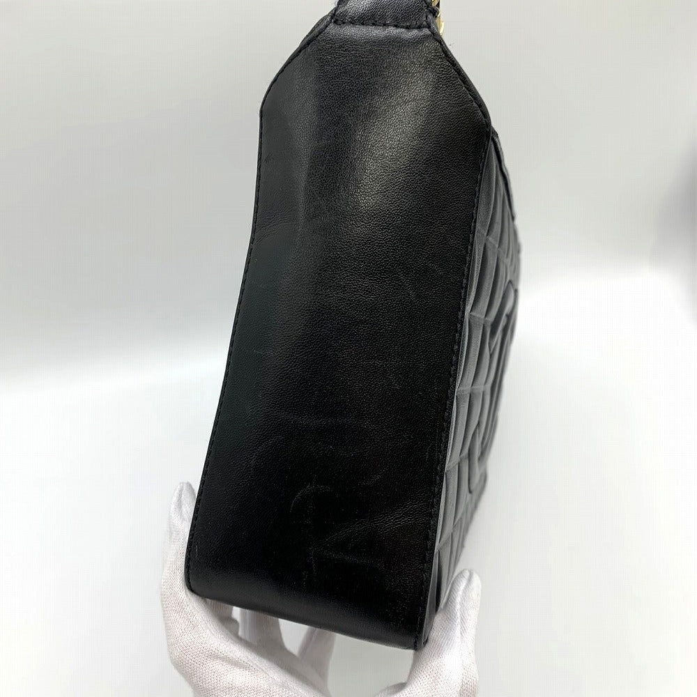 CHANEL シャネル チョコバー 薄型ショルダーバッグ ワンショルダー ココマーク ラムスキン ブラック 黒 ゴールド金具